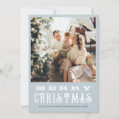 クラシック冬の動物の青い家族クリスマス シーズンカード (正面)