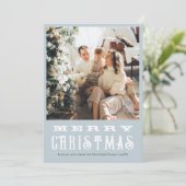 クラシック冬の動物の青い家族クリスマス シーズンカード (スタンド正面)