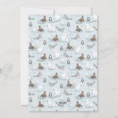 クラシック冬の動物の青い家族クリスマス シーズンカード (裏面)