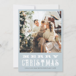 クラシック冬の動物の青い家族クリスマス シーズンカード