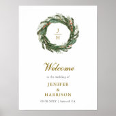 クラシック冬の松の結婚緑 ポスター (正面)