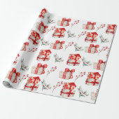クラシック冬の赤と緑のギフト ラッピングペーパー (アンロールド)