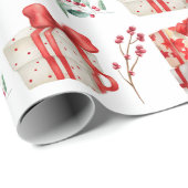 クラシック冬の赤と緑のギフト ラッピングペーパー (ロールコーナー)