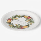 クラシック冬クリスマスリースベビーシャワー ペーパープレート (アングル)