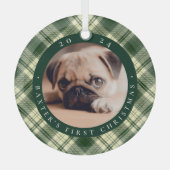 クラシック初めてのクリスマス写真 ガラスオーナメント (正面)
