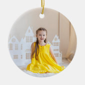 クラシック初めてのクリスマス植物写真2枚 セラミックオーナメント (正面)