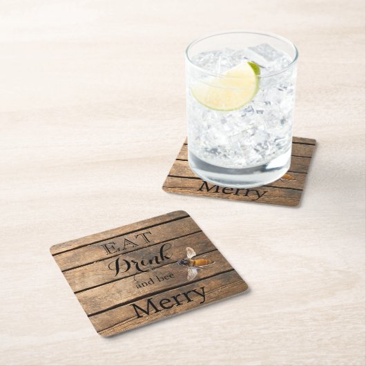 クラシック動揺して木ハネビー スクエアペーパーコースター (インサイチュ)