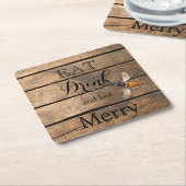 クラシック動揺して木ハネビー スクエアペーパーコースター (アングル)