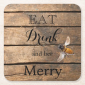 クラシック動揺して木ハネビー スクエアペーパーコースター (正面)