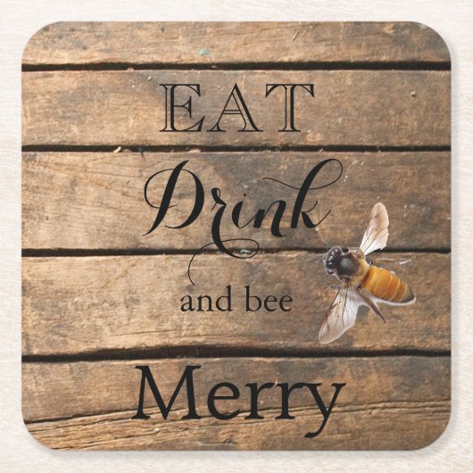 クラシック動揺して木ハネビー スクエアペーパーコースター (正面)