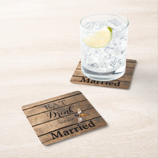 クラシック動揺して木ハネビー スクエアペーパーコースター (インサイチュ)