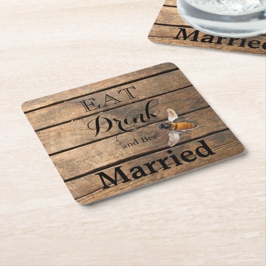 クラシック動揺して木ハネビー スクエアペーパーコースター (アングル)