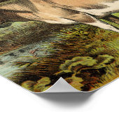 クラシック動物用エッチング – 牛 ポスター (角)