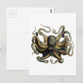 クラシック動物用エッチング – Grumpy Octopus ポストカード (正面/裏面)