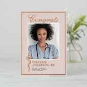 クラシック医療看護フォトフォイル卒業フォイ 箔招待状 (立ち正面)