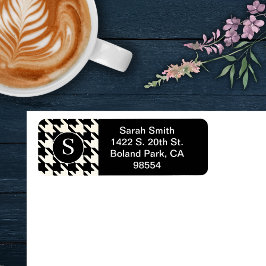 クラシック千鳥格子のパターン白黒 ラベル