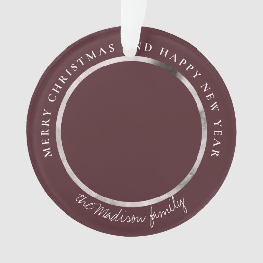 クラシック千鳥格子のパーソナライズされた写真 オーナメント (正面)