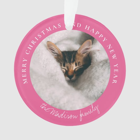 クラシック千鳥格子のパーソナライズされた写真 オーナメント (正面)