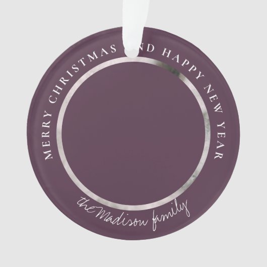 クラシック千鳥格子のパーソナライズされた写真 オーナメント (正面)