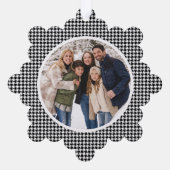 クラシック千鳥格子の白黒2写真クリスマス オーナメントカード (裏面)