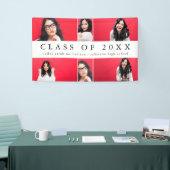 クラシック卒業写真コラージュと名前ブラック 横断幕 (トレードショー)