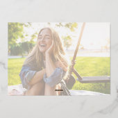 クラシック卒業写真テンプレート金ゴールドスクリプト 箔招待状 (裏面)