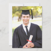 クラシック卒業式キャップブラック金ゴールドサッカー写真 招待状 (裏面)