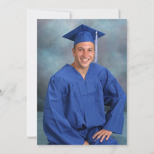 クラシック卒業式キャップブルー金ゴールドサッカー写真 招待状 (裏面)