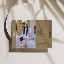 クラシック卒業式グリーン&ゴールドフォイル