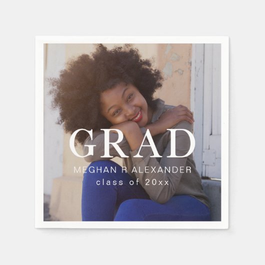 クラシック卒業後の写真と名前 スタンダードカクテルナプキン (正面)