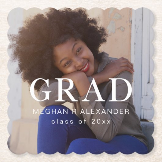 クラシック卒業後の写真と名前 ペーパーコースター (正面)