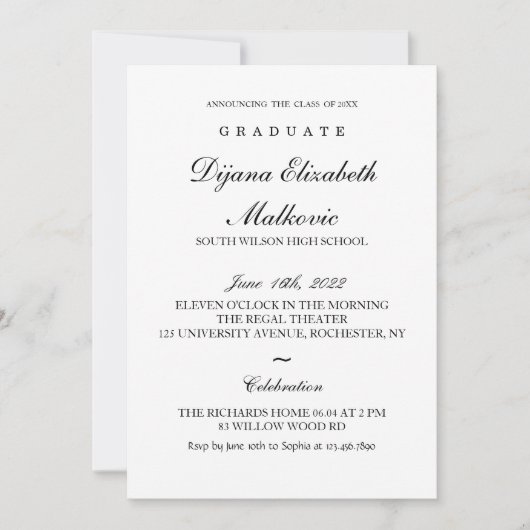 クラシック卒業 招待状 (正面)