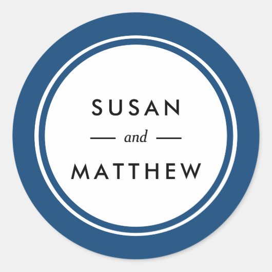 クラシック厚い縁どネビーブルーパーソナライズされた ラウンドシール (正面)