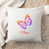 クラシック可愛いシックなネームカラフルバグラデーションチョウ クッション (ブランケット)