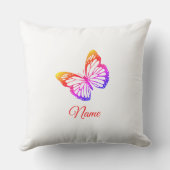 クラシック可愛いシックなネームカラフルバグラデーションチョウ クッション (裏面)