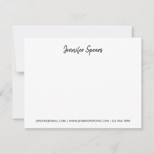 クラシック可愛いプロフェッショナル手書き黒文字 ノートカード (正面)