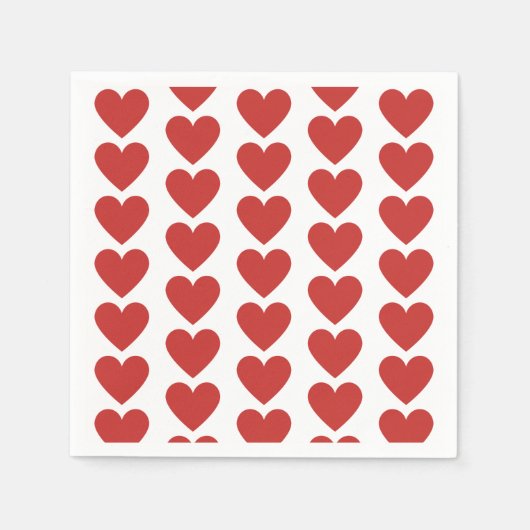 クラシック可愛い赤いハート模様紙プレート スタンダードカクテルナプキン (正面)