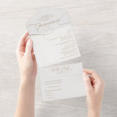 クラシック台本Traditiona文言金ゴールドクインセアニラ オールインワン招待状 (貼ってはがせる)