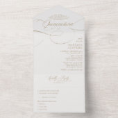 クラシック台本Traditiona文言金ゴールドクインセアニラ オールインワン招待状 (内側)