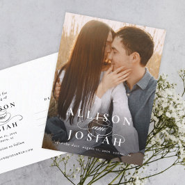 クラシック名エレガント写真結婚式の日付を保存 案内ポストカード