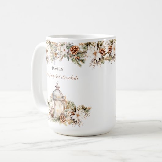 クラシック名エレガントChristmas Hot Chocolate Large コーヒーマグカップ (正面左)