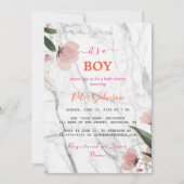 クラシック名カスタマイズ白大理石ベイビーシャワー 招待状 (正面)