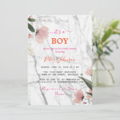 クラシック名カスタマイズ白大理石ベイビーシャワー 招待状 (スタンド正面)