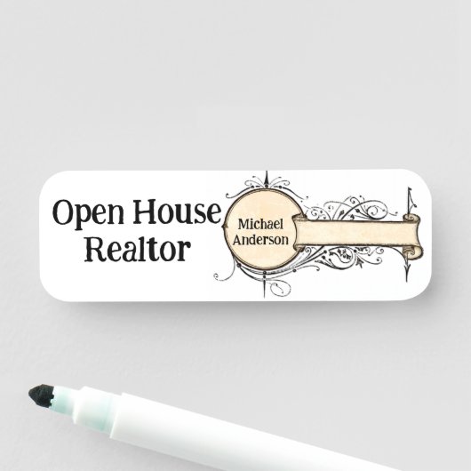 クラシック名タグ不動産仲介業者実在不動産 名札 (インサイチュ)