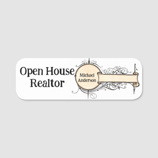 クラシック名タグ不動産仲介業者実在不動産 名札 (正面)