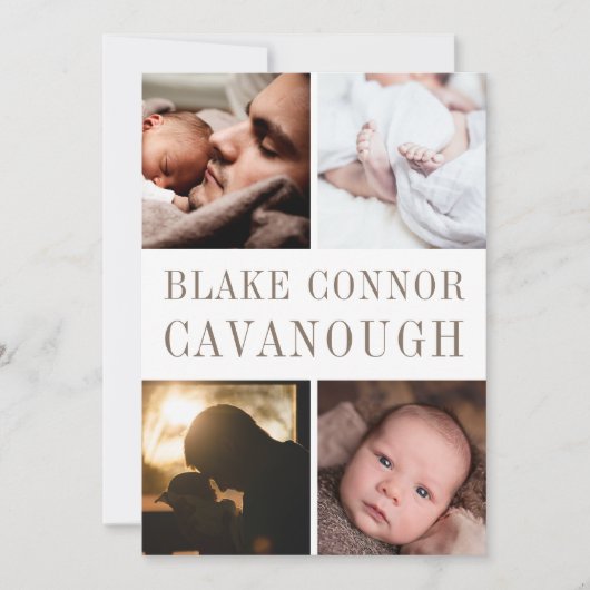 クラシック名フォト誕生 案内状 (正面)