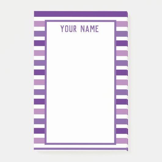 クラシック名モダン紫と白のストライプ ポストイット (正面)