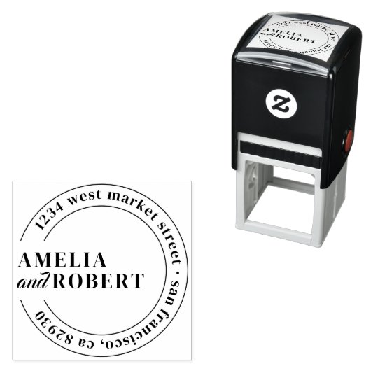 クラシック名ラウンド結婚差出人住所 セルフインキングスタンプ (インサイチュ)