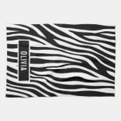 クラシック名前をカスタムするゼブラアニマルプリントパターン キッチンタオル (横)