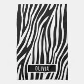 クラシック名前をカスタムするゼブラアニマルプリントパターン キッチンタオル (縦)